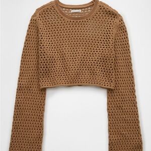 American Eagle Brown Crochet Crop Top